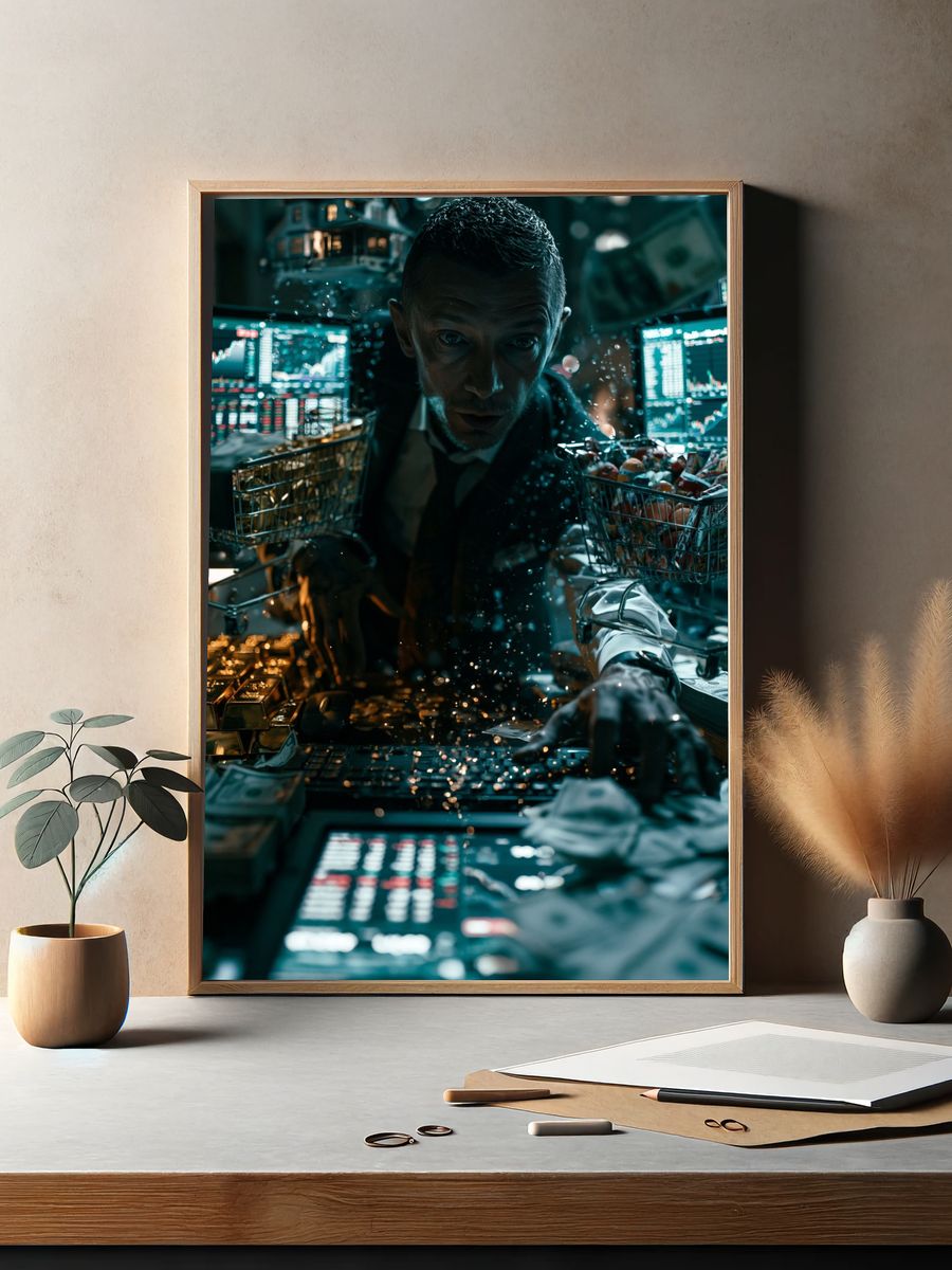 Cyberpunk Trader Portrait Poster. — room view 2