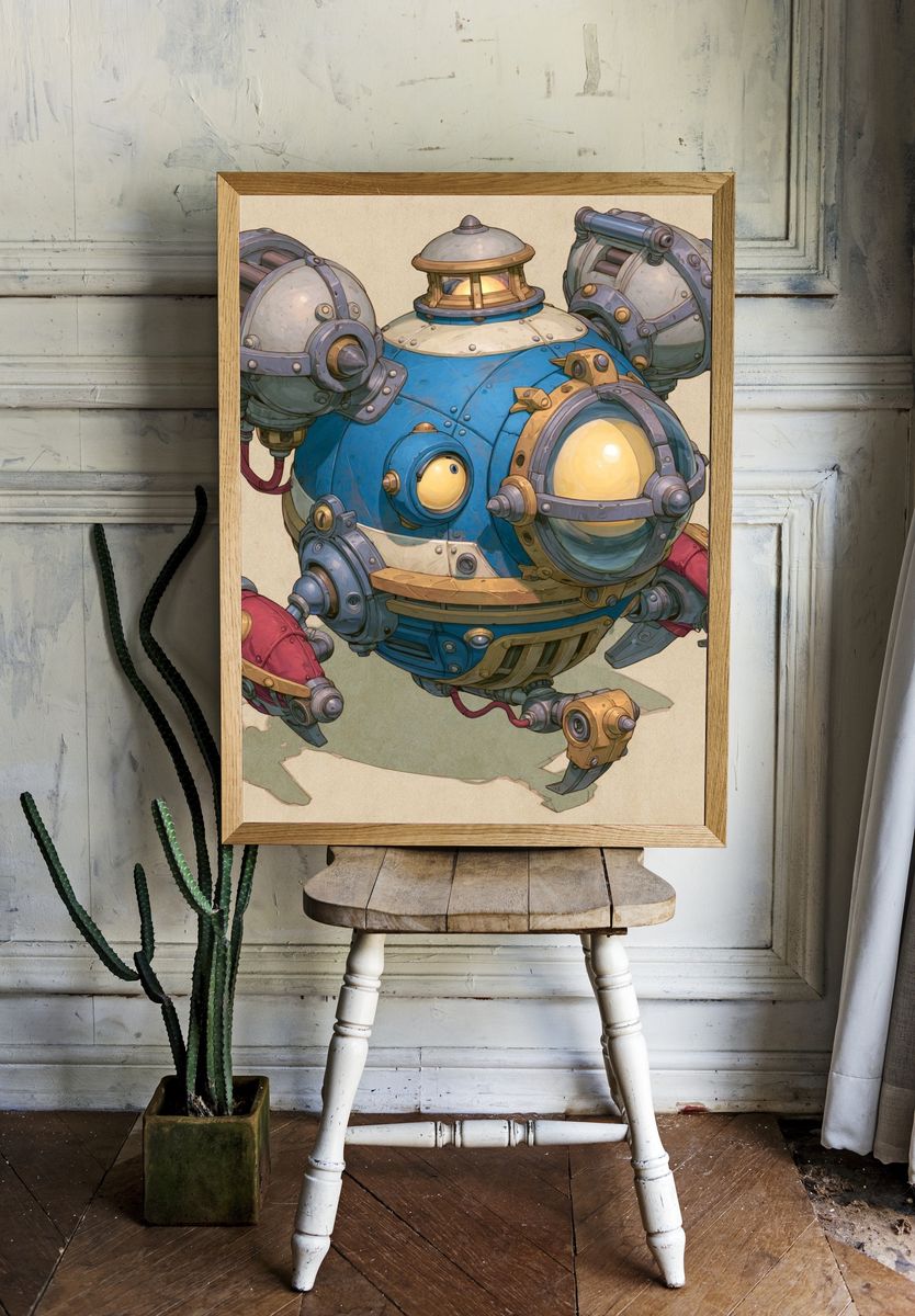 Steampunk Robot Orb Print. room preview