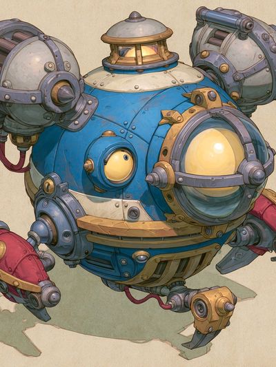 Steampunk Robot Orb Print.