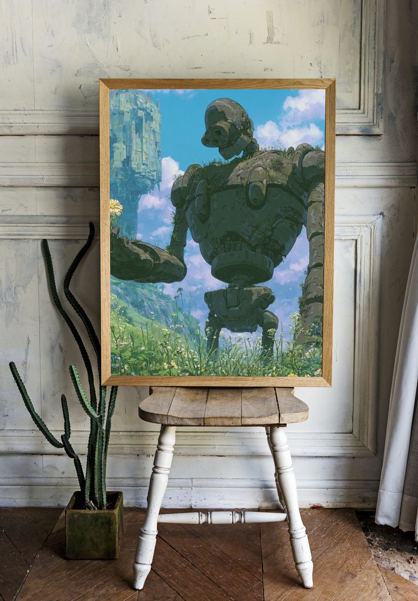 Giant Robot Meadow Illustration Poster. room preview