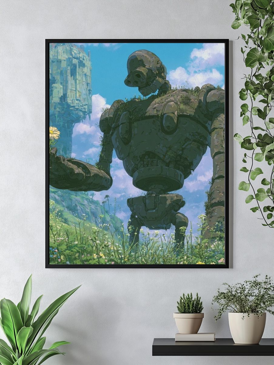 Giant Robot Meadow Illustration Poster. — room view 4