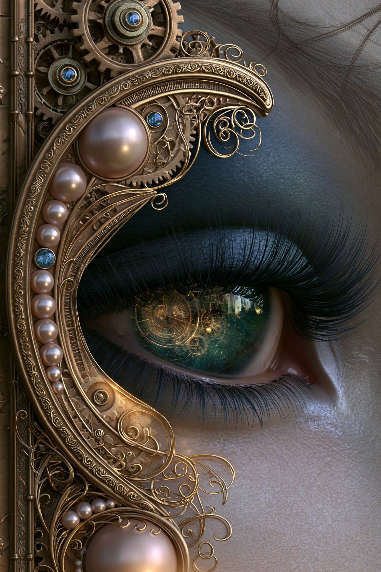Steampunk Eye Portrait Print. poster — illustration art