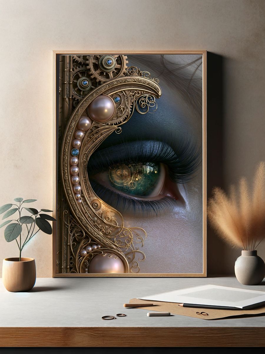 Steampunk Eye Portrait Print. — room view 2
