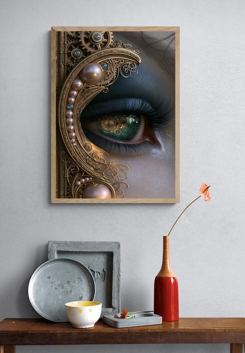 Steampunk Eye Portrait Print. — room view 3