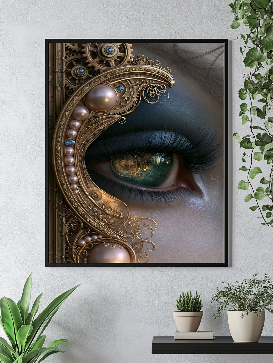 Steampunk Eye Portrait Print. — room view 4