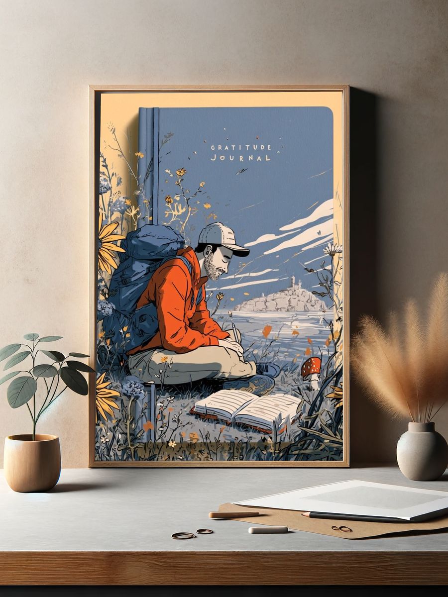 Gratitude Journal Illustration Poster. — room view 2