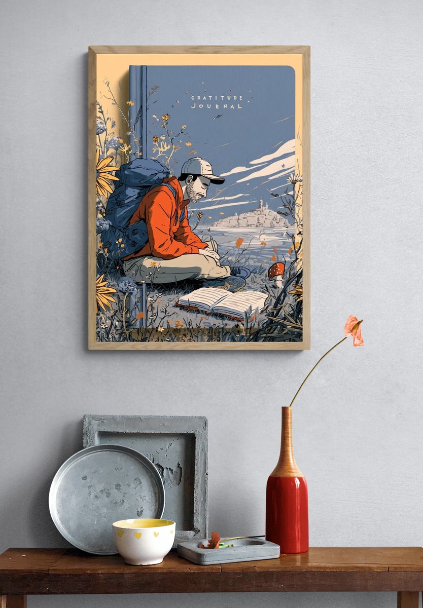 Gratitude Journal Illustration Poster. — room view 3
