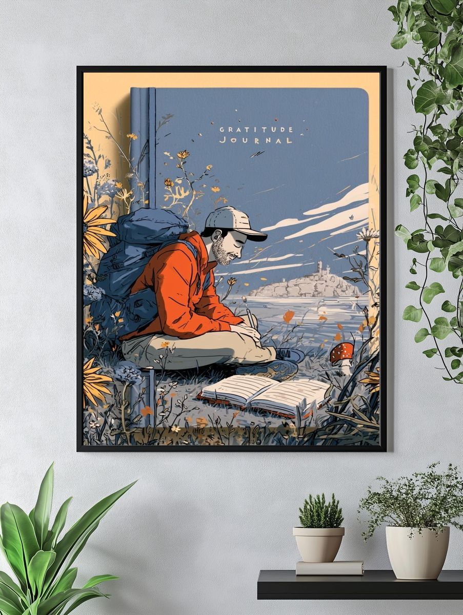 Gratitude Journal Illustration Poster. — room view 4