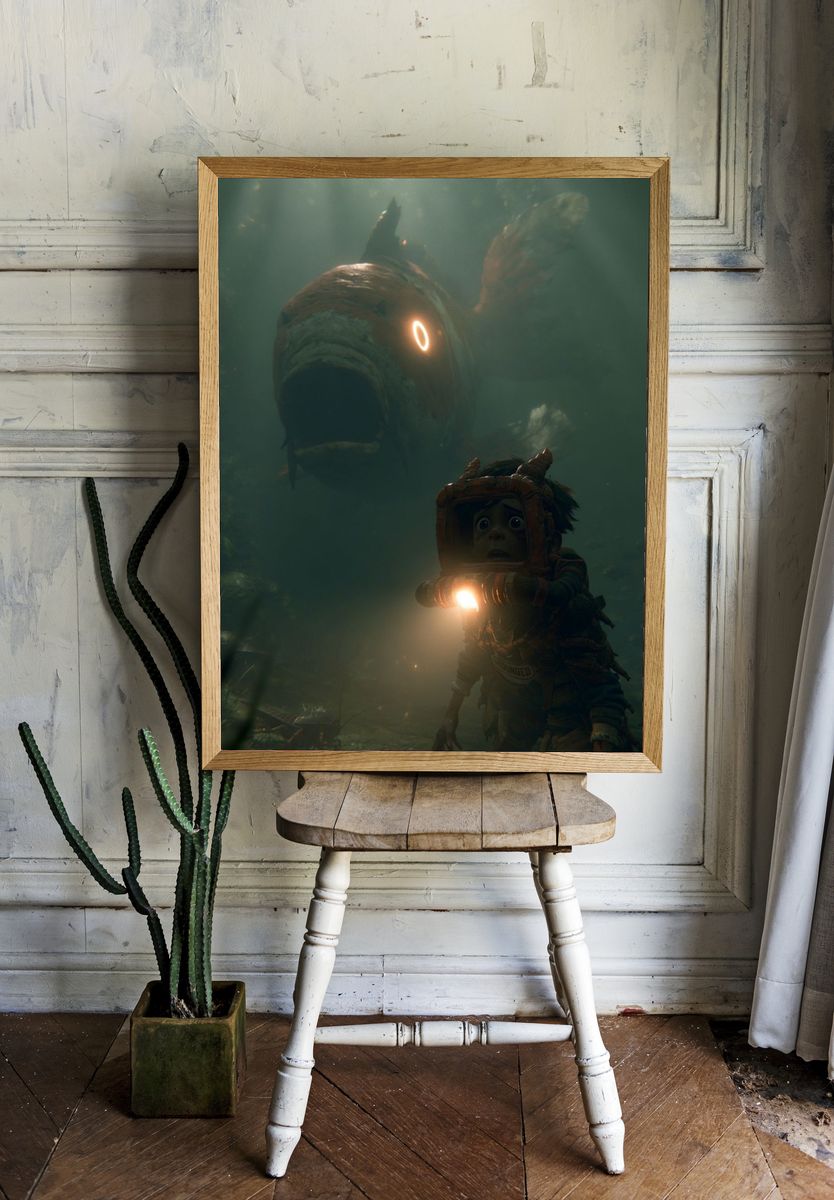 Underwater Monster Encounter Print. room preview