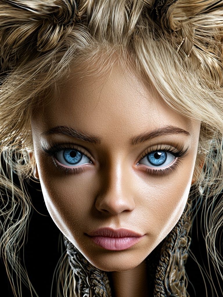 Surreal Blue-Eyed Portrait Print. poster detail