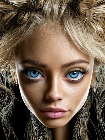 Surreal Blue-Eyed Portrait Print.