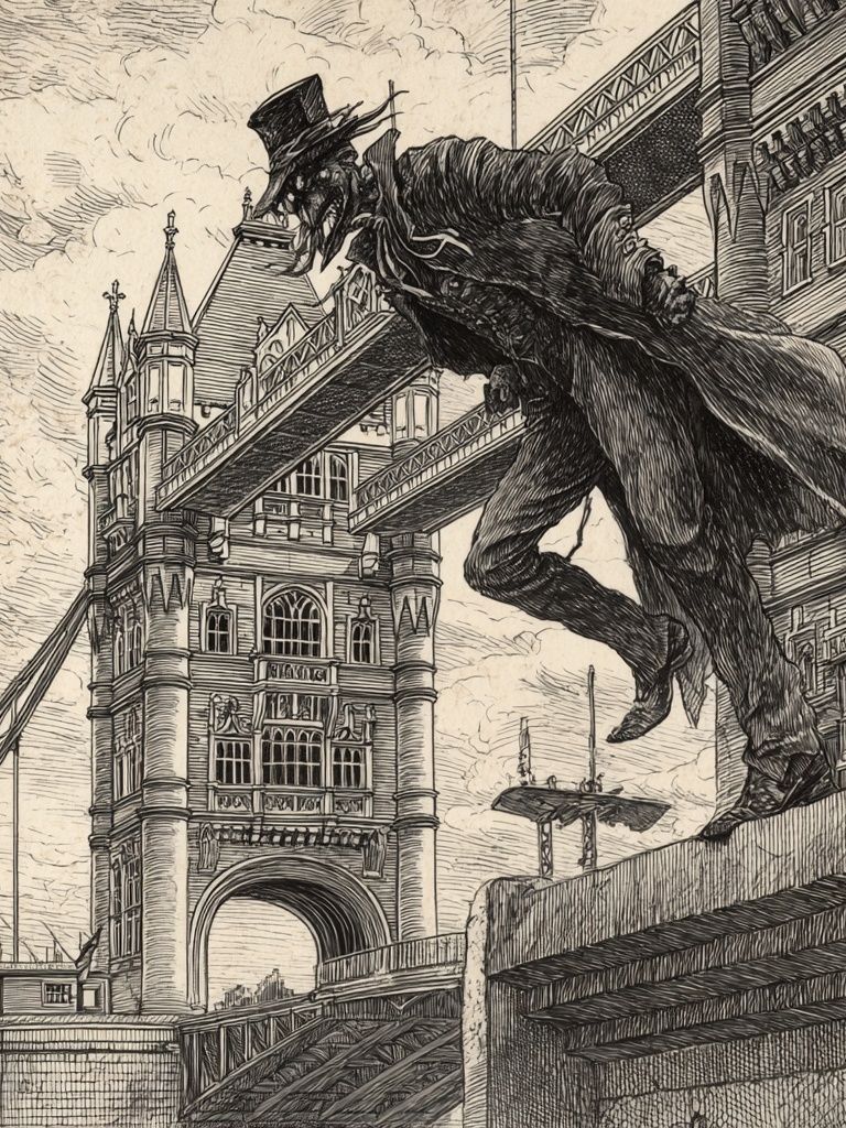 Tower Bridge Gargoyle Illustration Poster. poster — illustration art