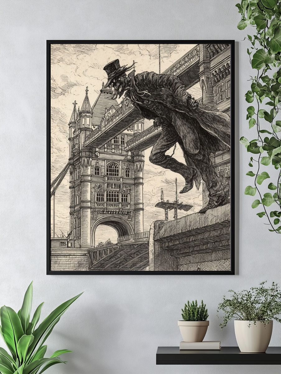 Tower Bridge Gargoyle Illustration Poster. — room view 4