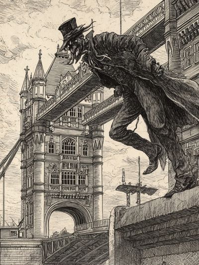 Tower Bridge Gargoyle Illustration Poster. poster print
