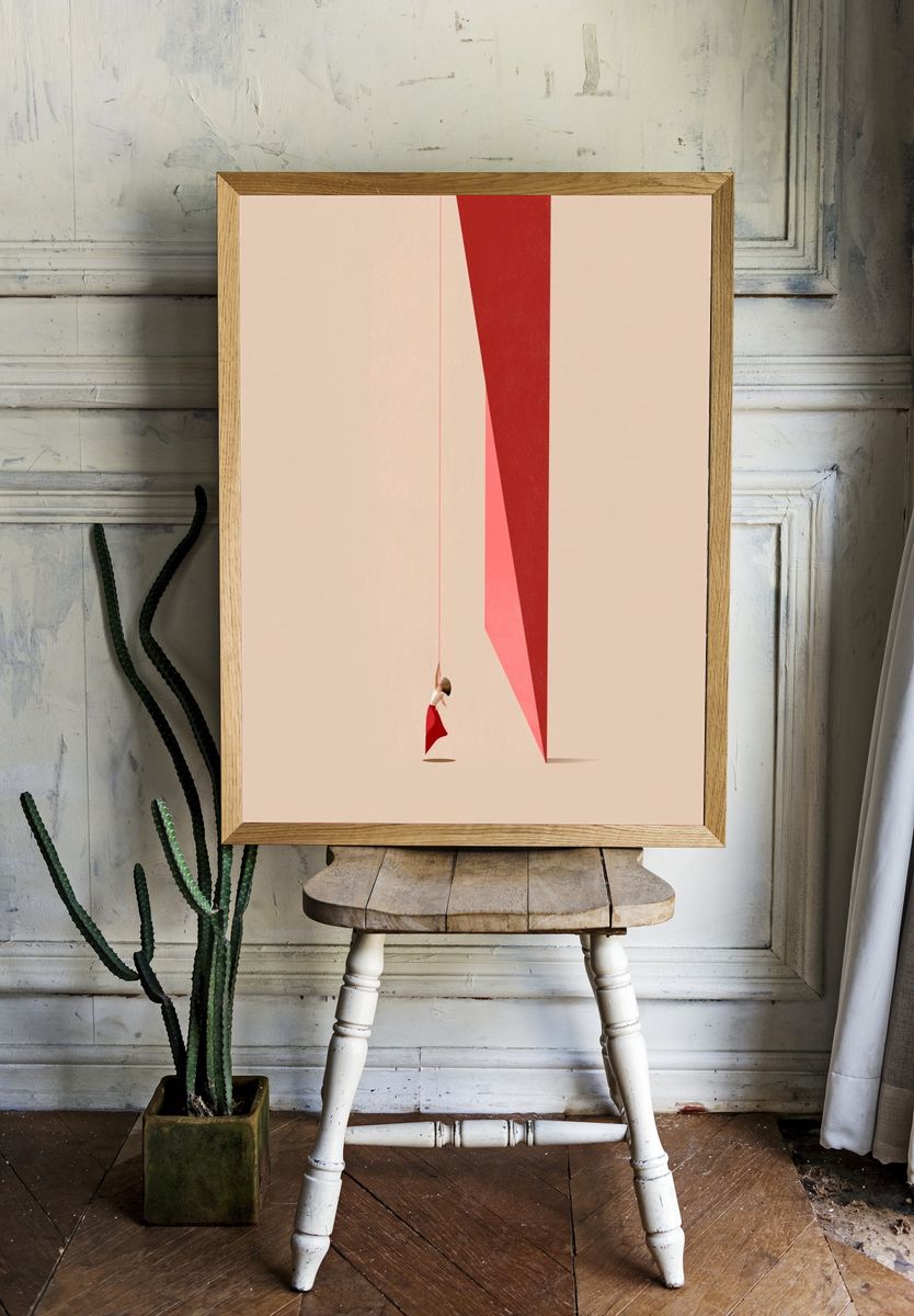 Minimalist Red Swing Illustration Poster. room preview