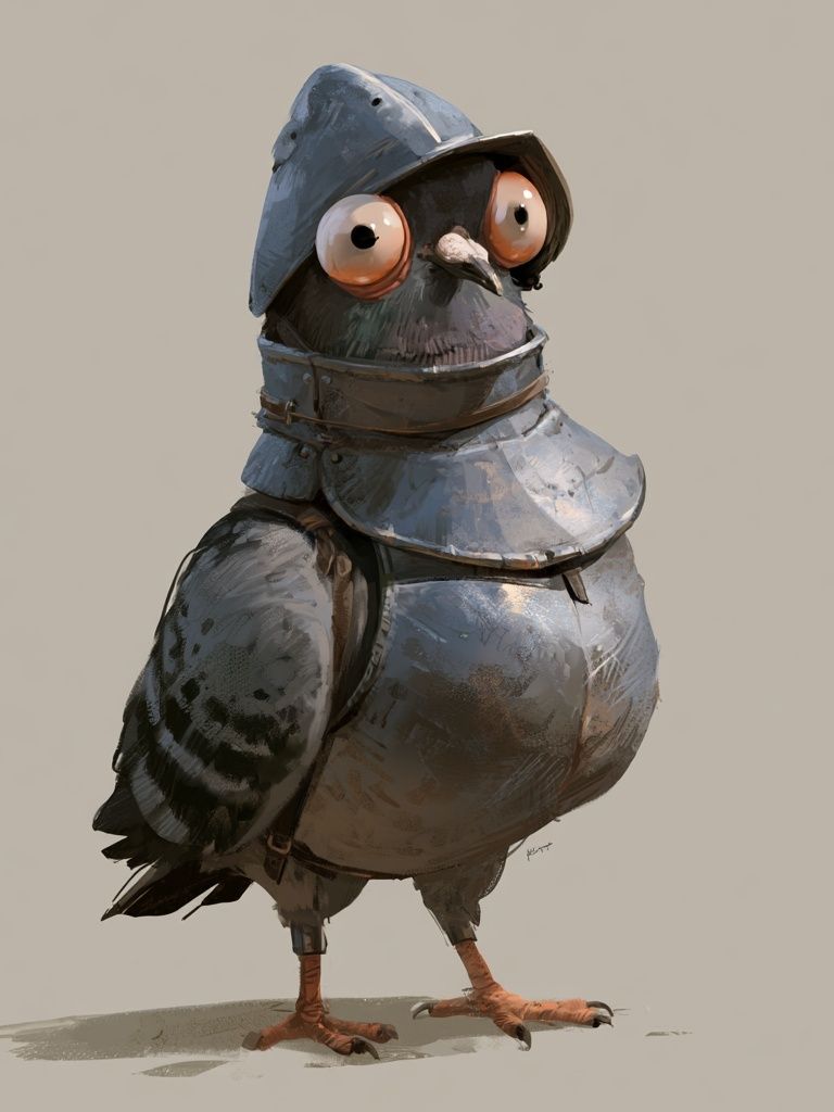 Armored Pigeon Illustration Poster. poster — illustration art