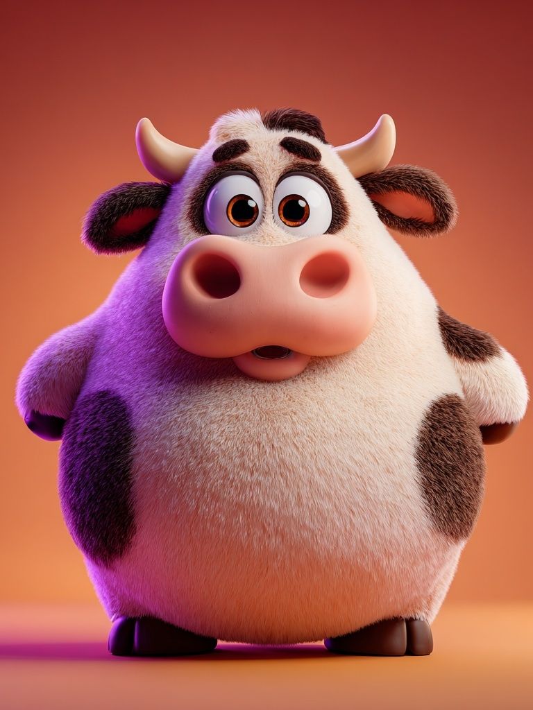 Cute Cartoon Cow Illustration Poster. poster detail