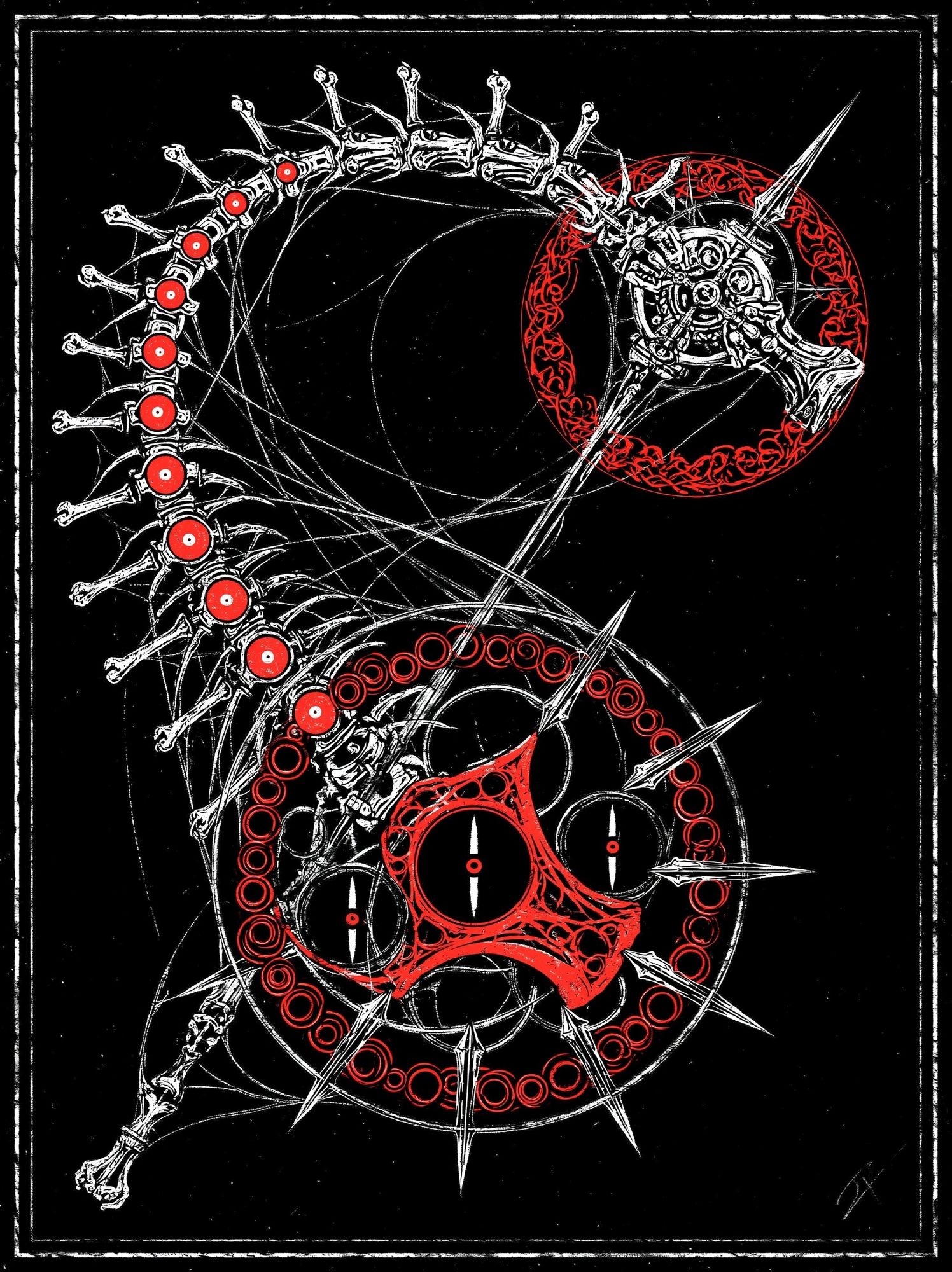 Gothic Skeleton Wheel Illustration Poster. poster — illustration art