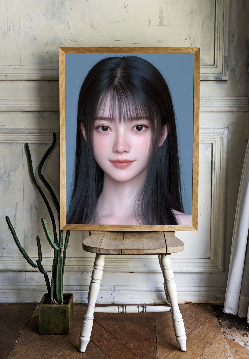 Serene Portrait Digital Art Poster. — room view 1
