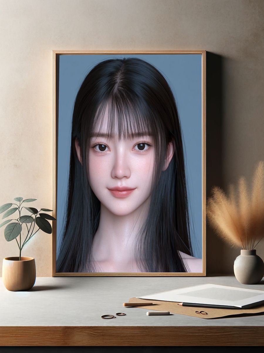 Serene Portrait Digital Art Poster. — room view 2