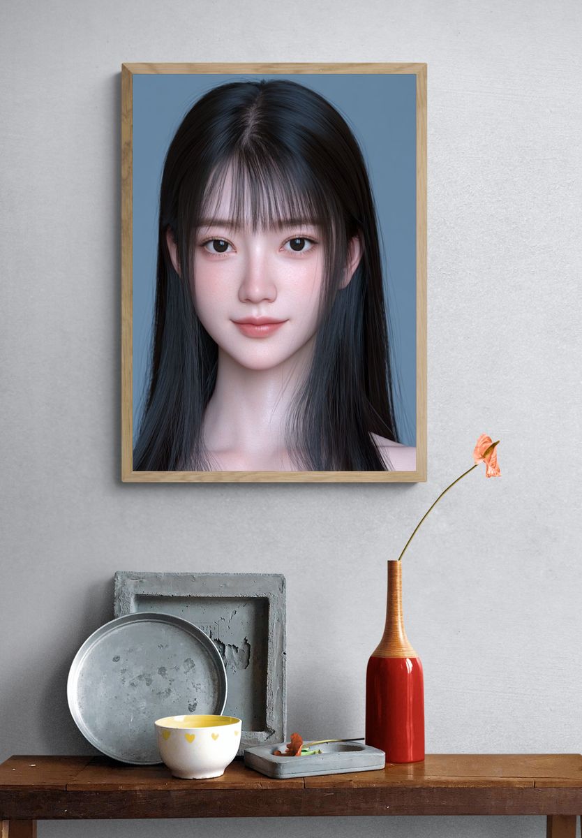 Serene Portrait Digital Art Poster. — room view 3