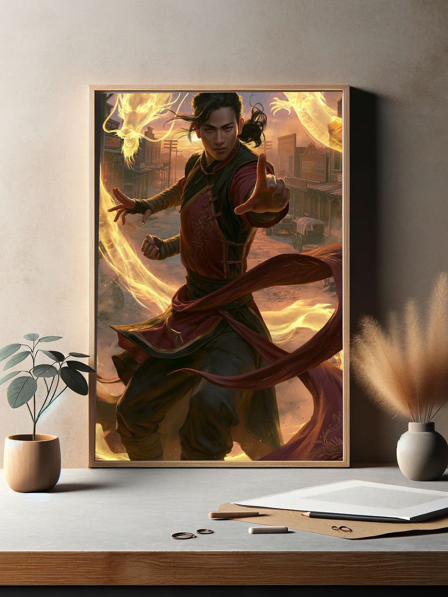 Dragon Warrior Digital Art Poster. — room view 2