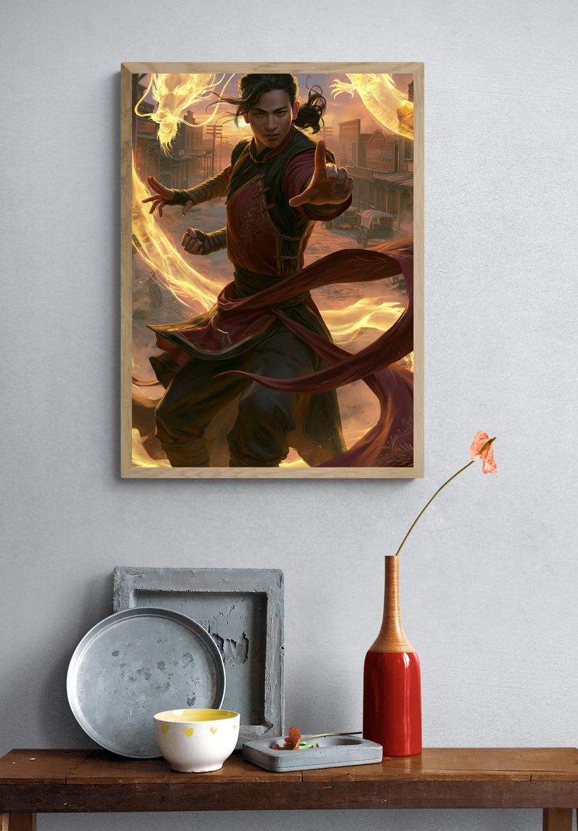 Dragon Warrior Digital Art Poster. — room view 3