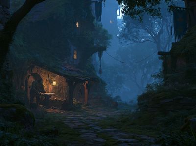 Enchanted Forest Village Print.