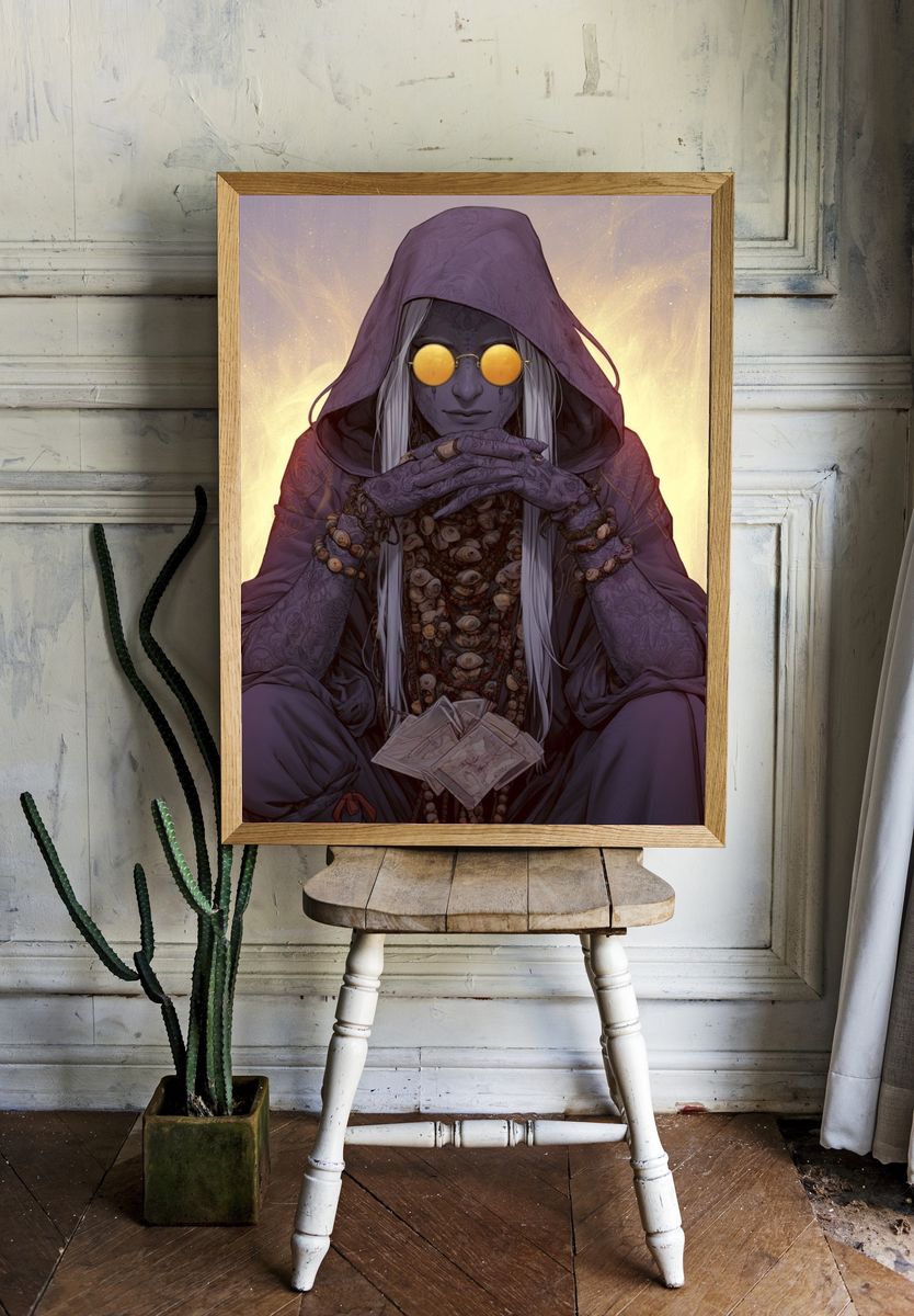 Mystic Hooded Seer Digital Art Poster. — room view 1