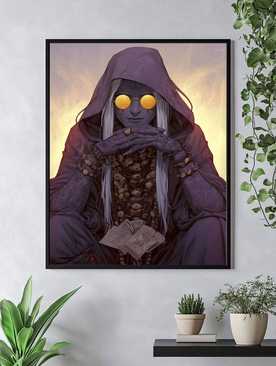 Mystic Hooded Seer Digital Art Poster. — room view 4