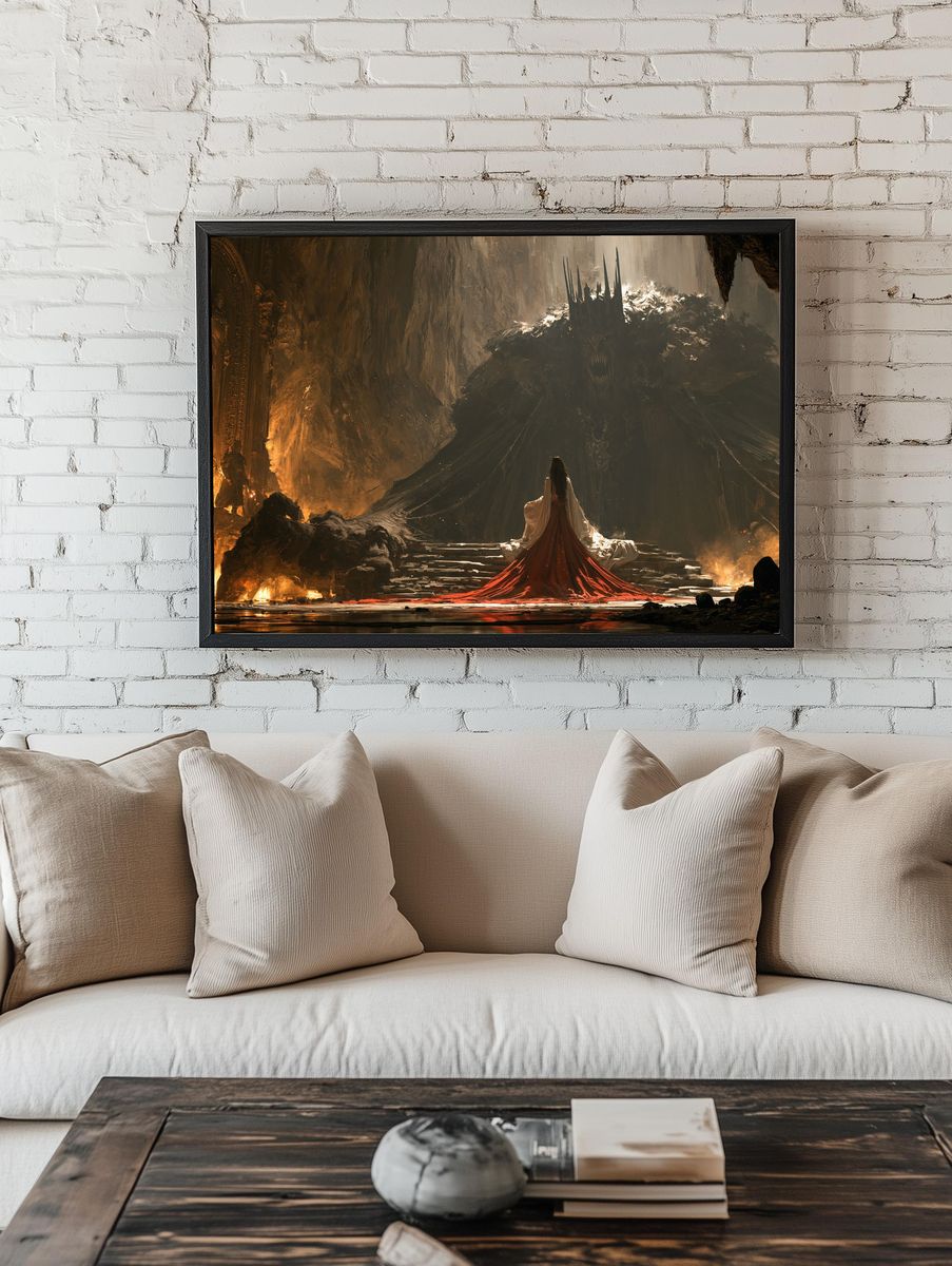 Dark Fantasy Throne Scene Print. room preview