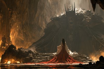 Dark Fantasy Throne Scene Print.