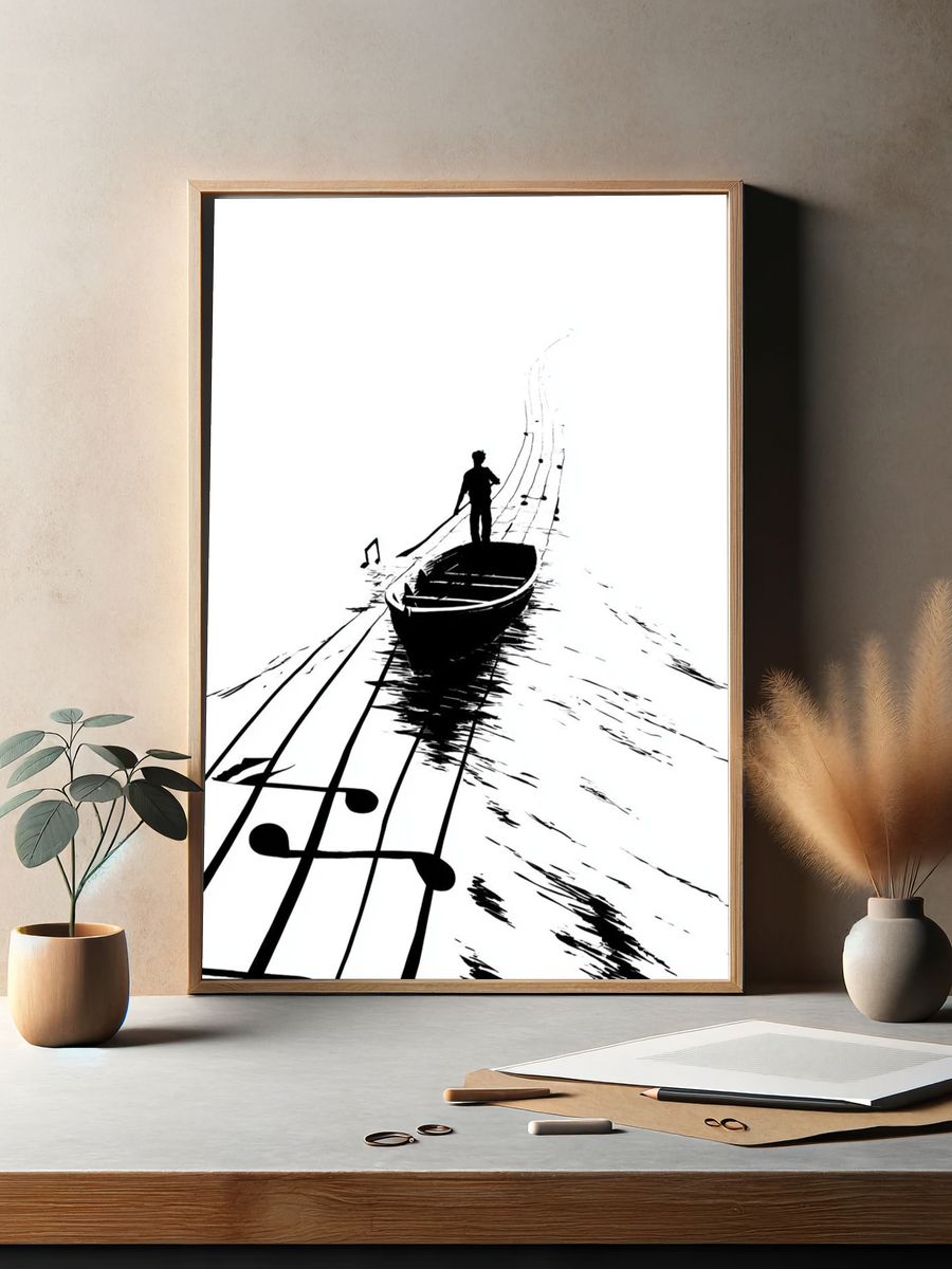 Boat on Musical Notes Print. — room view 2