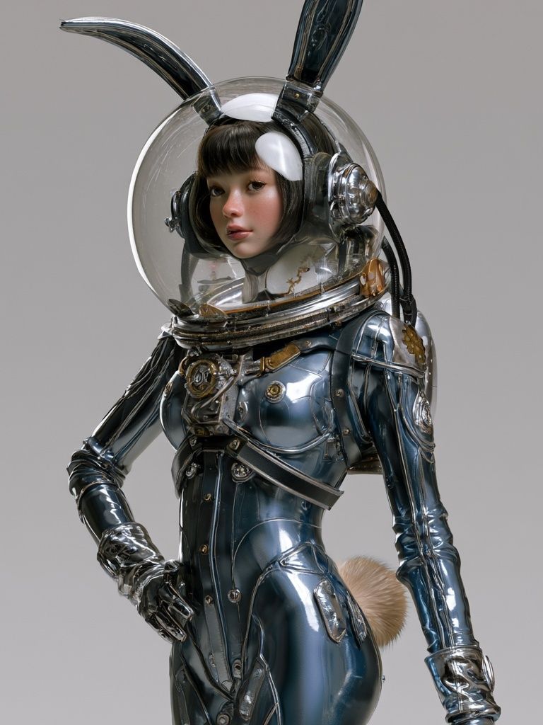 Astronaut Bunny Girl Illustration Poster. poster detail