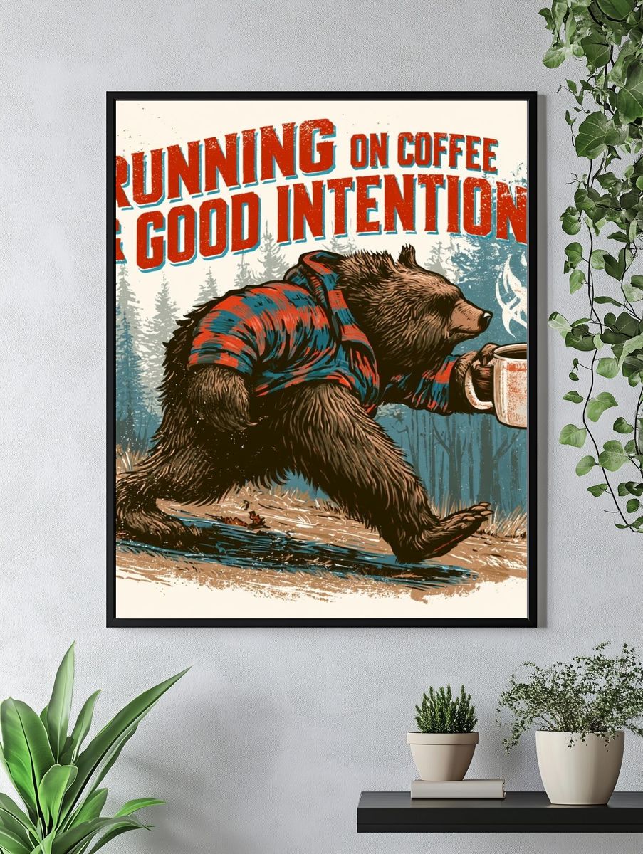 Running on Coffee Bear Poster. — room view 4