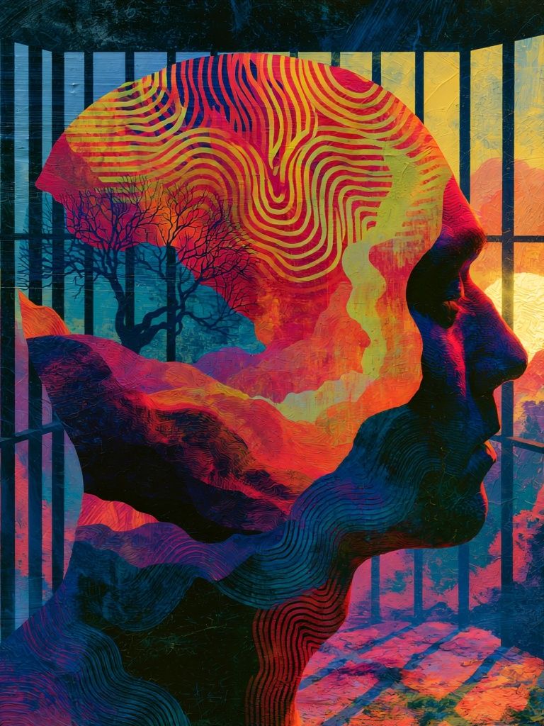 Surreal Profile Silhouette Print. poster detail