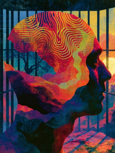 Surreal Profile Silhouette Print.
