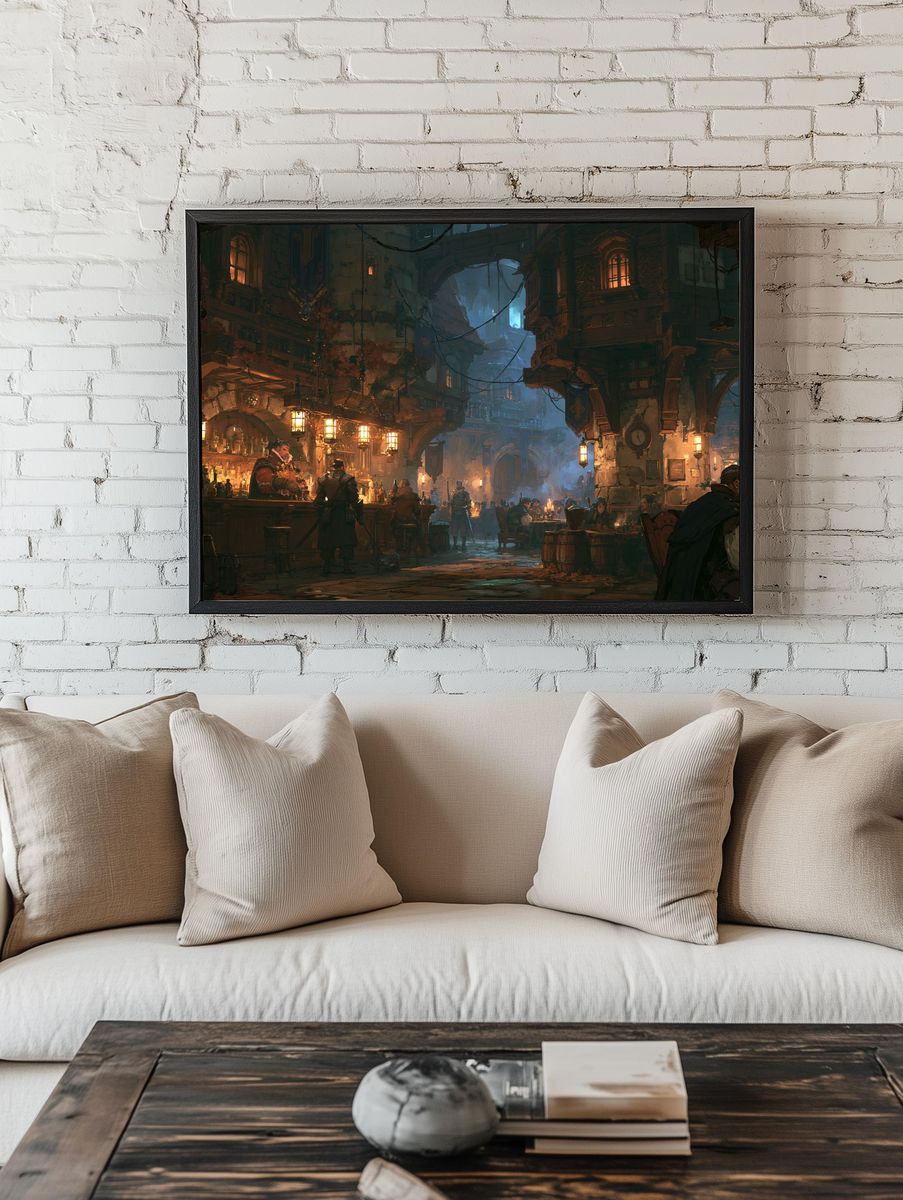 Medieval Tavern Interior — Fantasy Print. room preview
