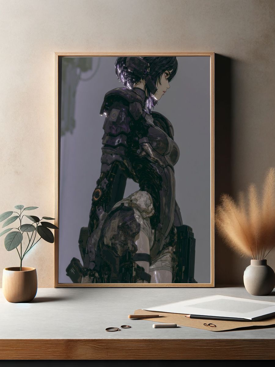 Cybernetic Warrior Portrait Print. — room view 2