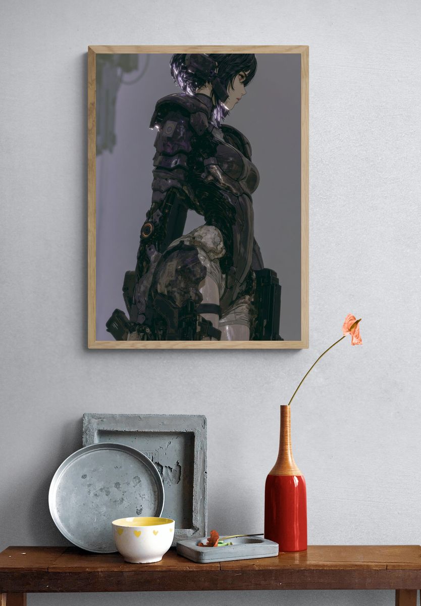 Cybernetic Warrior Portrait Print. — room view 3