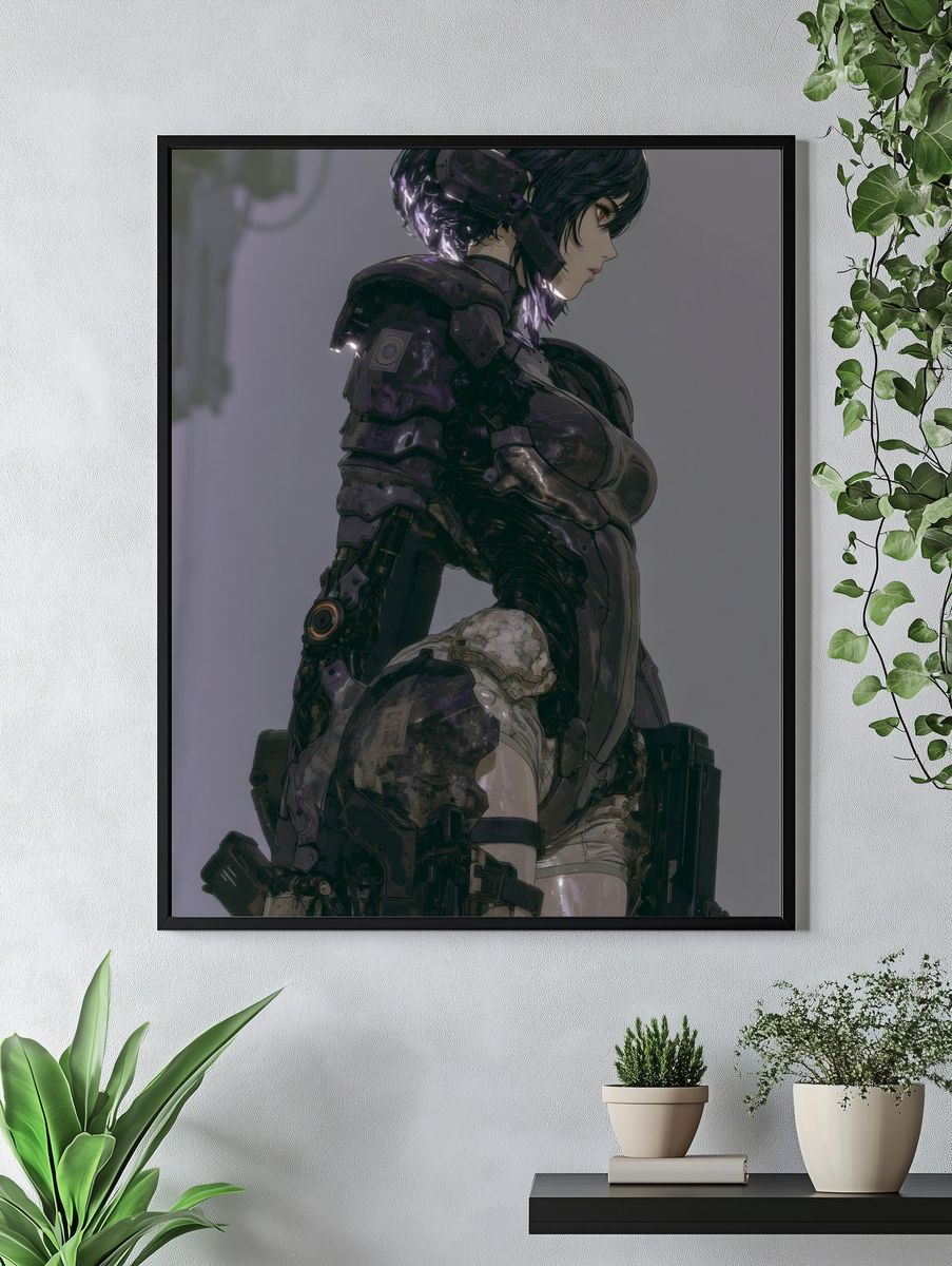 Cybernetic Warrior Portrait Print. — room view 4