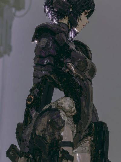 Cybernetic Warrior Portrait Print. poster print