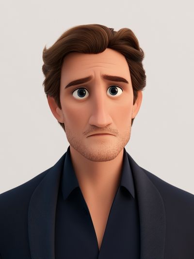 Animated Sad Man Portrait Print.
