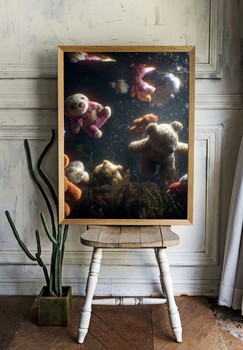 Underwater Teddy Bears Illustration Print. — room view 1