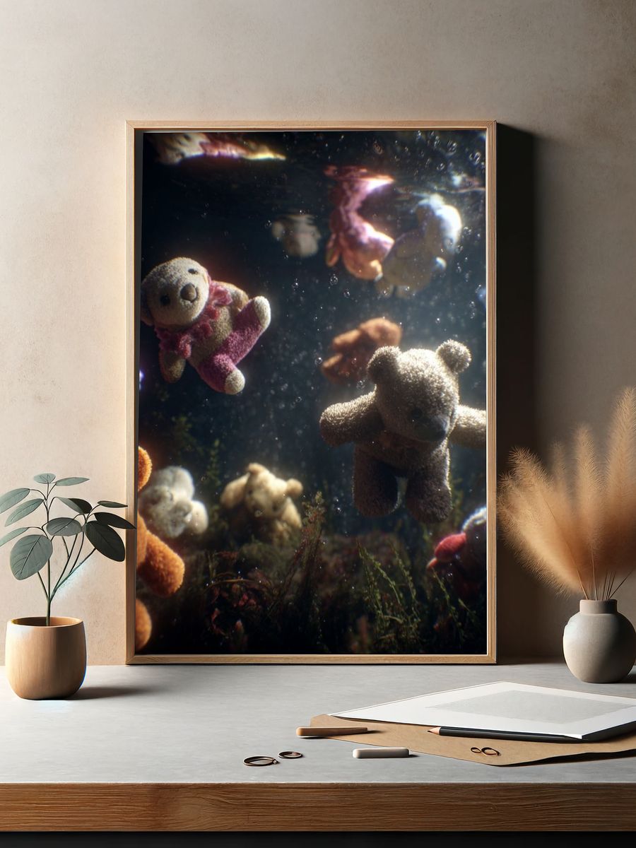 Underwater Teddy Bears Illustration Print. — room view 2