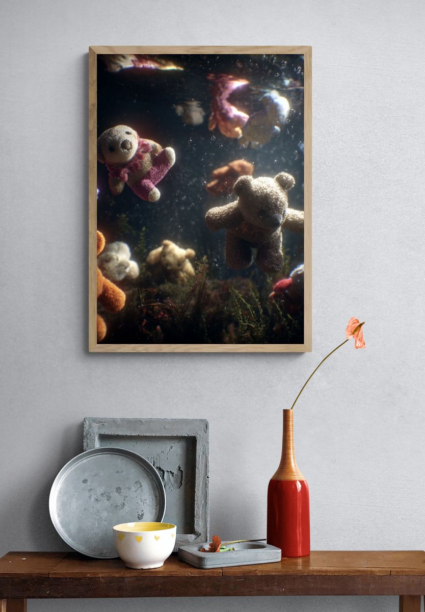 Underwater Teddy Bears Illustration Print. — room view 3