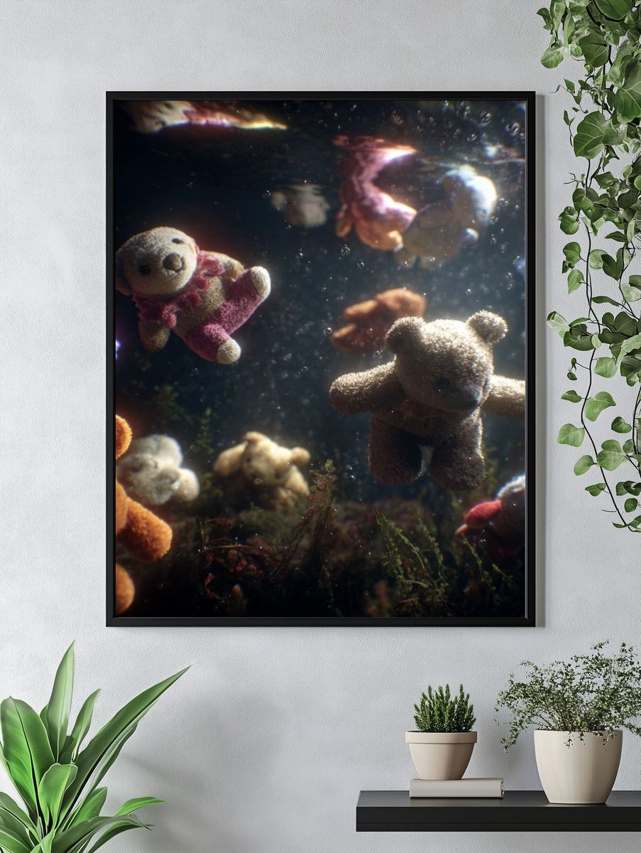 Underwater Teddy Bears Illustration Print. — room view 4