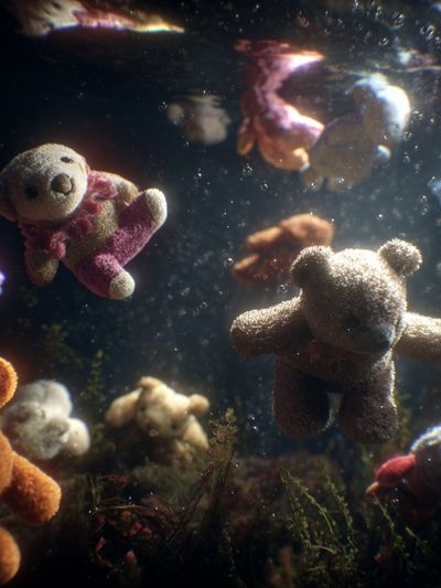 Underwater Teddy Bears Illustration Print. poster