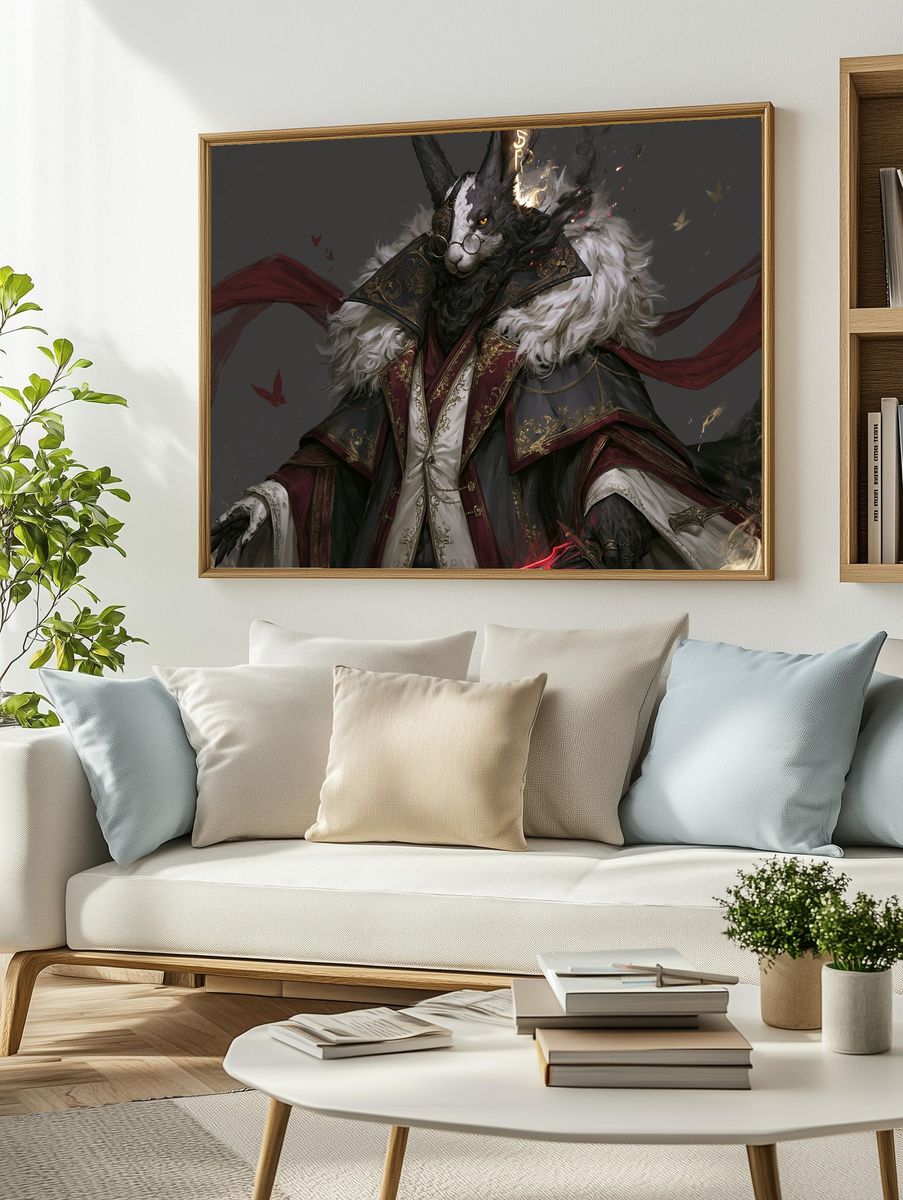 Mystic Rabbit Portrait Fantasy Print. — room view 2