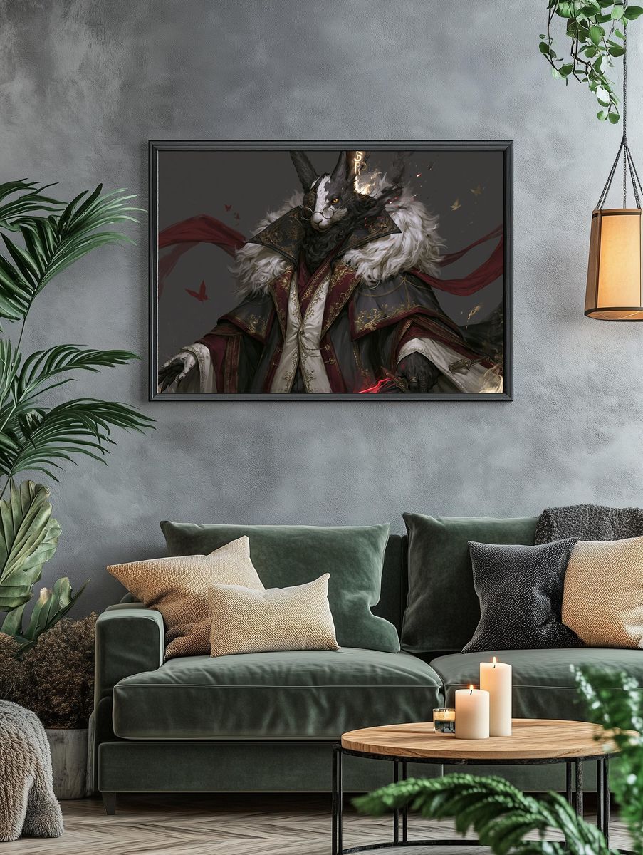 Mystic Rabbit Portrait Fantasy Print. — room view 4